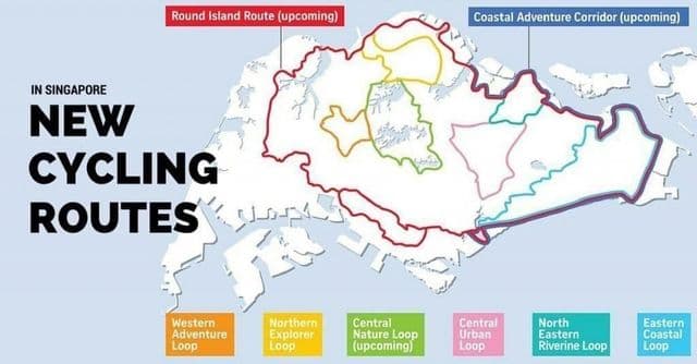 Plan des pistes cyclables de Singapore