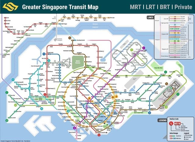 Plan des transports publics de Singapore
