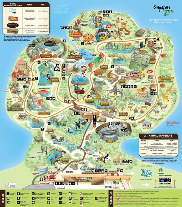 Plan du parc zoologique de Singapore