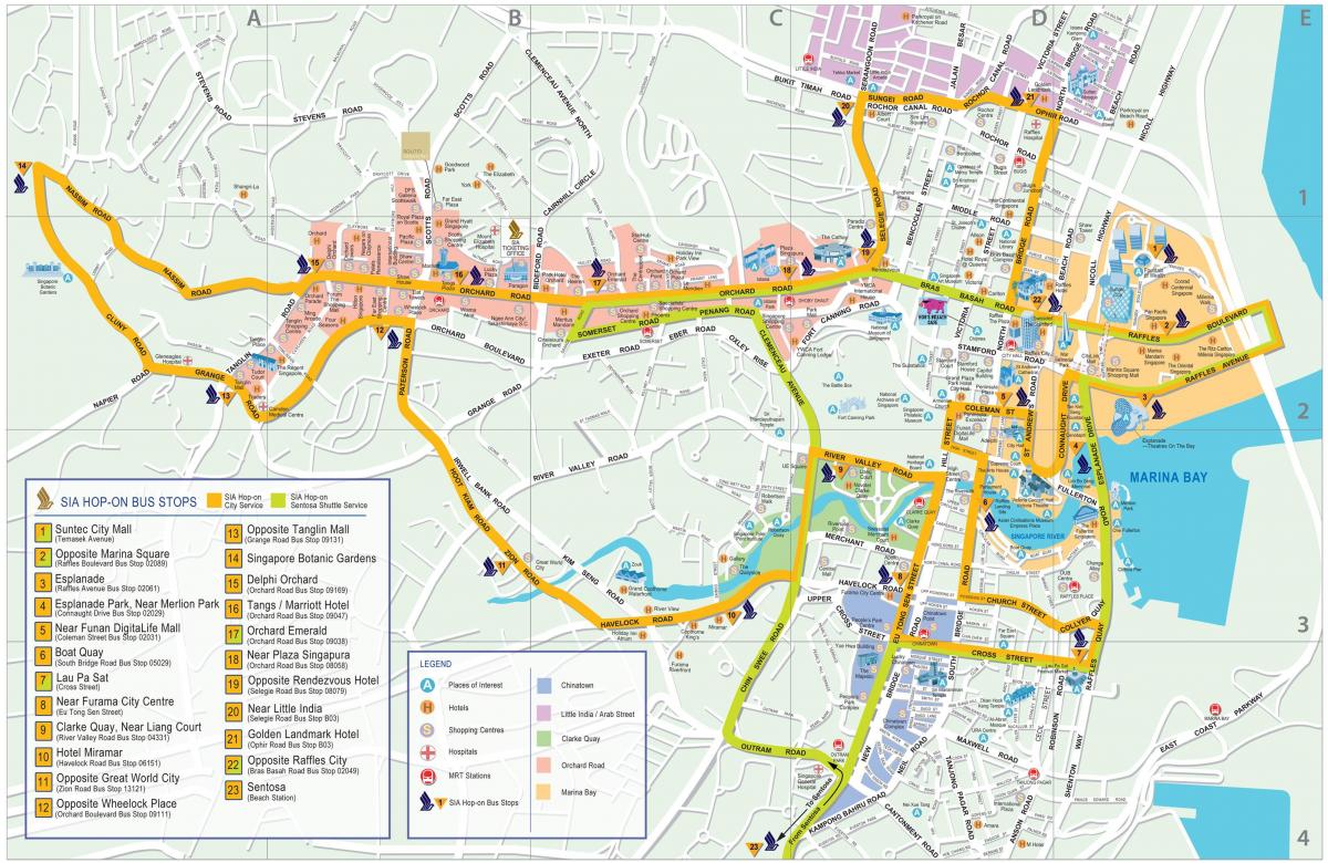 Plan du centre ville de Singapore