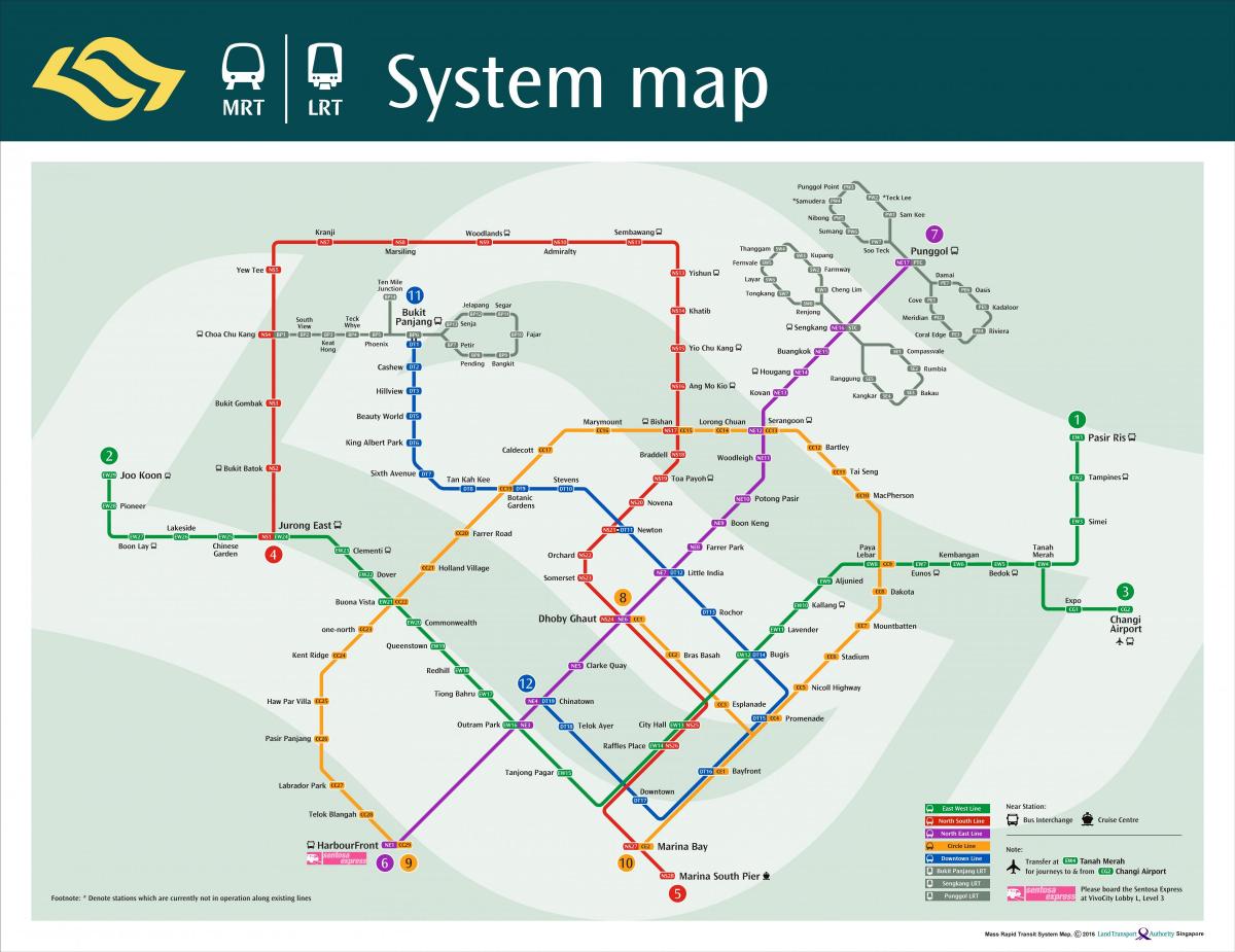 Plan des stations de metro de Singapore