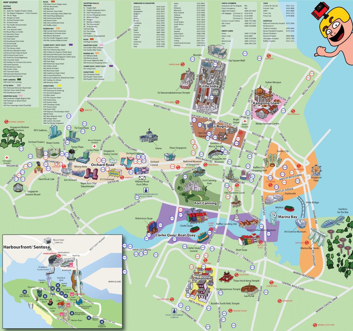 Plan des monuments de Singapore