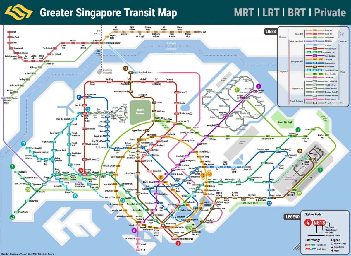 Plan des transports publics de Singapore
